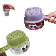 Kitchen plastic draining basket with handle dual-layer