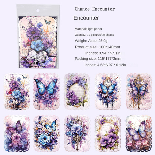 Scrapbook Paper Vintage Botanical Butterfly 20 Sheets