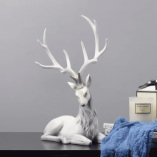 Black Resin Deer Ornament Set – Standing & Sitting