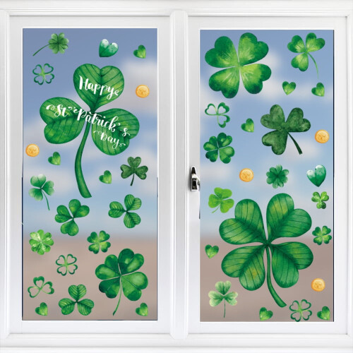 St. Patrick's Day Window Clings Shamrock 4 Sheets