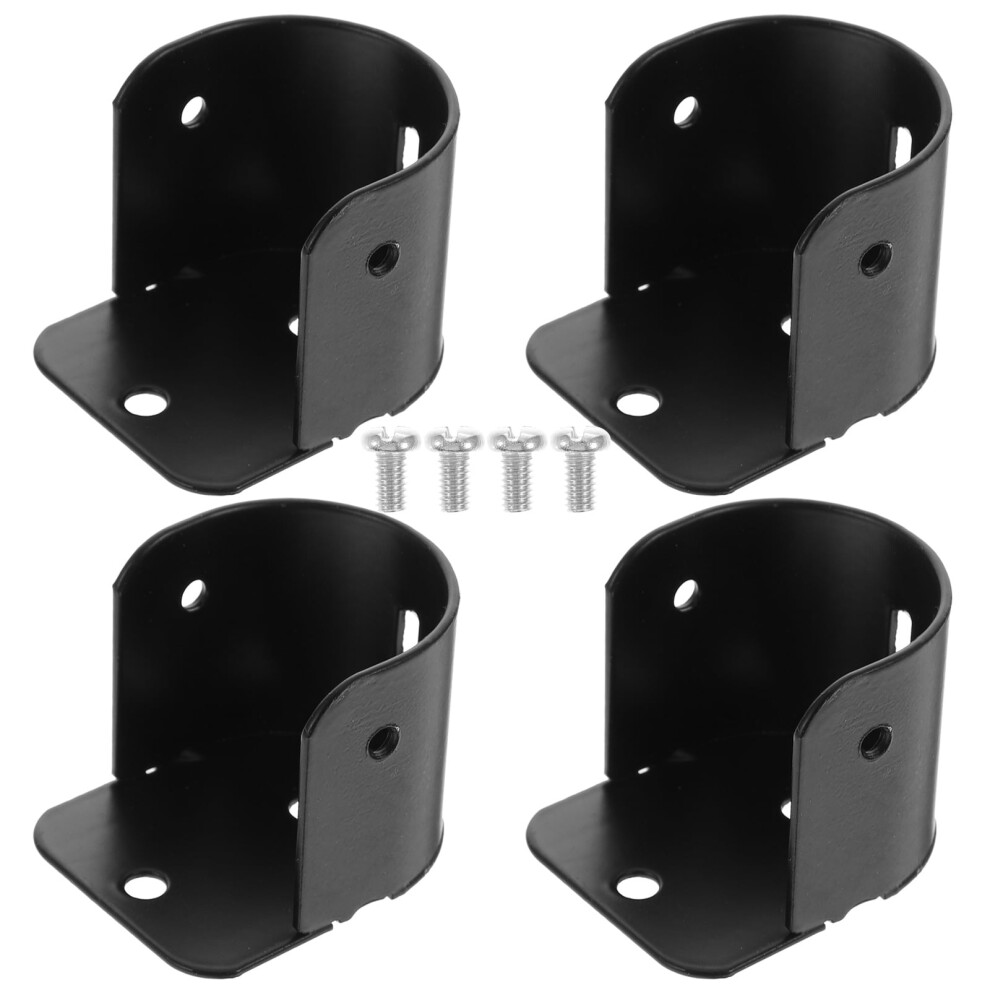 Topbathy Iron Closet Rod Flange Socket Black U-Shape Shelf 9377112667492