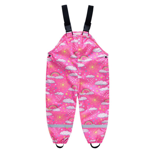 Rain Bibs for Kids Waterproof Suspender Pants 8-9 Years