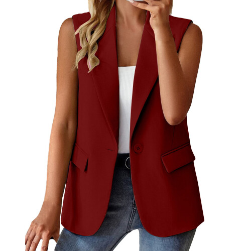 Women's sleeveless solid cardigan vest casual 1