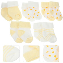 Baby Boy Cotton Mid-Calf Socks Yellow 5 Pairs