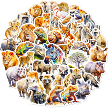 African Animal Stickers Realistic Waterproof 50 Pack