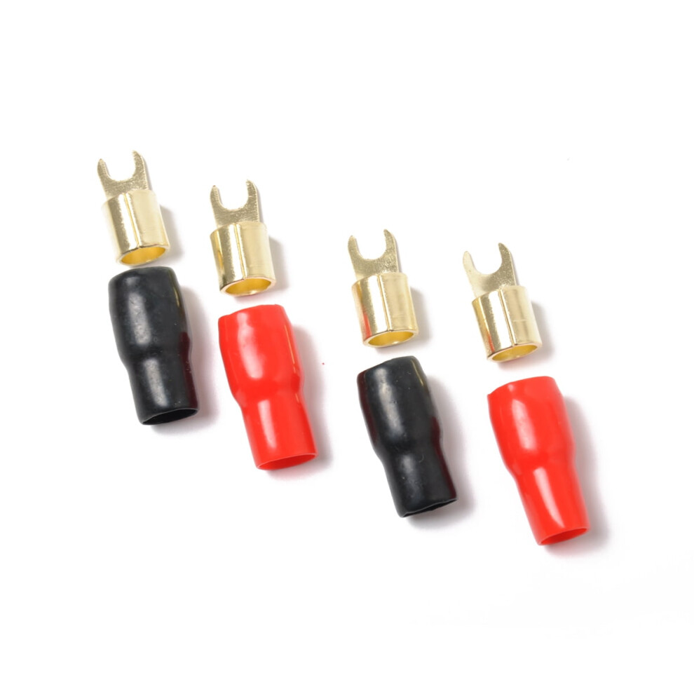 Spade & Fork Terminals 4Ga Copper Gold-Plated 2 Pairs Red 9422877542819