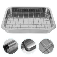 Roasting Pan with Rack Silver Rectangular 1 Set