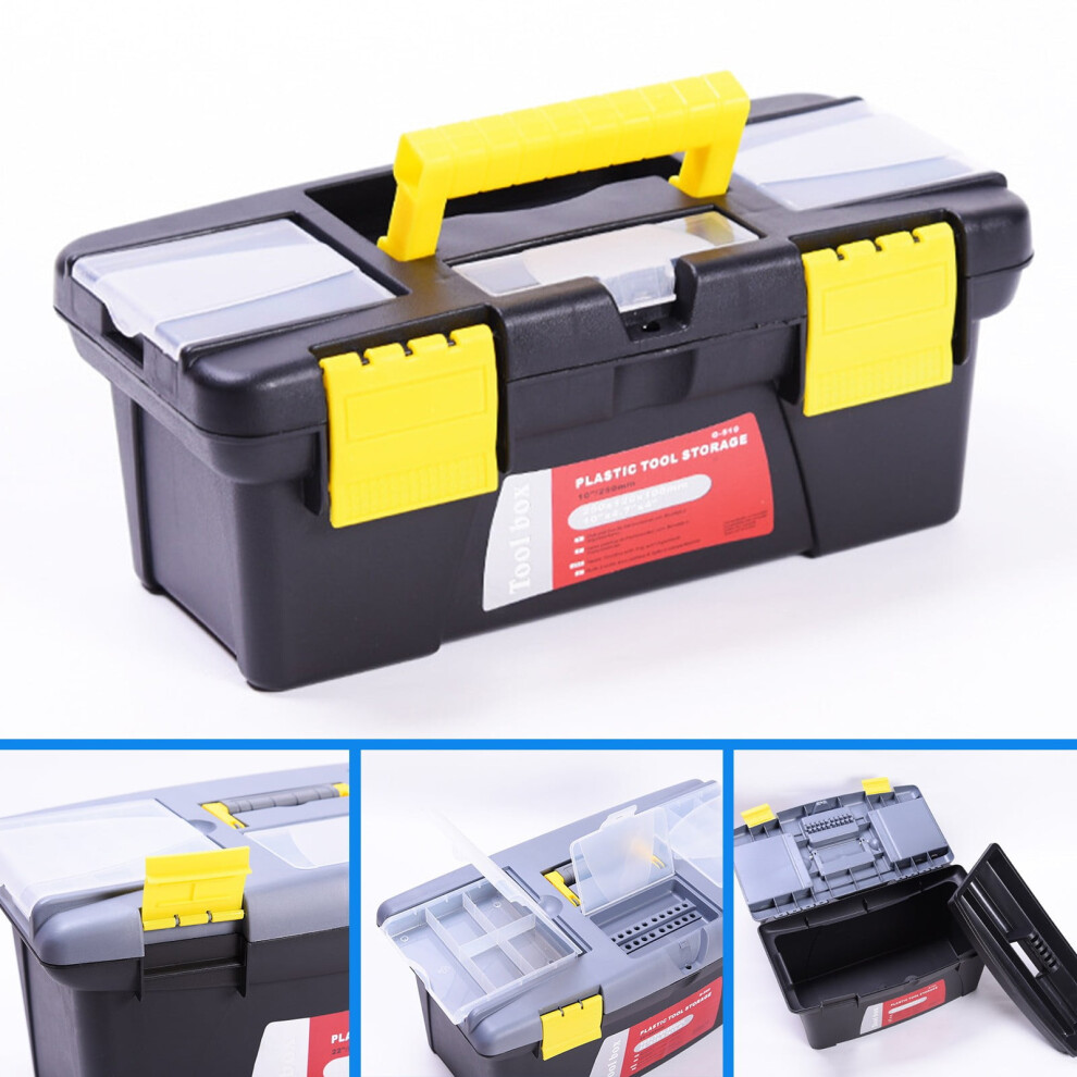 10-Inch Double-Layer Plastic Tool Box With Removable Tray 9399596763323