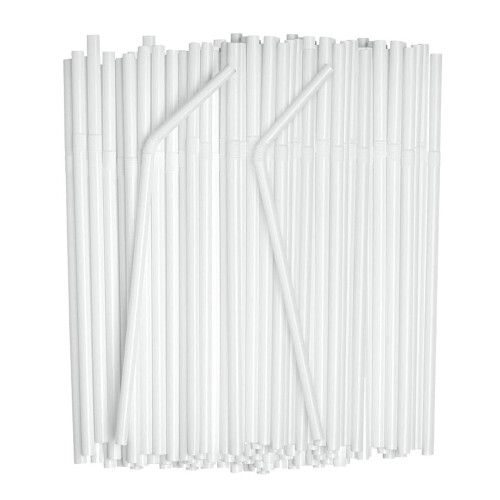 White Flexible Plastic Straws 8.26 inch 100-Pack 1