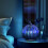 Glass Pumpkin Lantern LED Halloween Decor Blue 6
