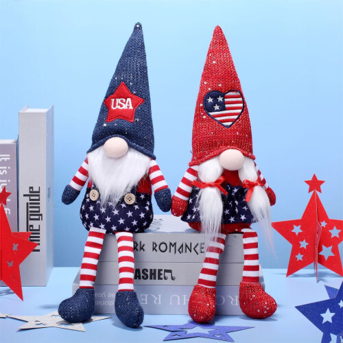 Patriotic Gnome Plush Decor Scandinavian Tomte Couple 2 Pack
