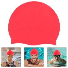 Waterproof Red Silicone Swim Cap Adult 1 Pack