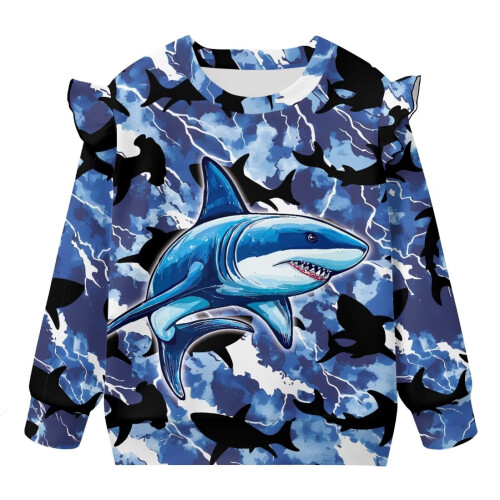 Girls' long sleeve crew neck pullover sweatshirt blue