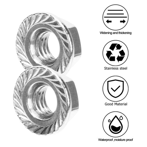 10 pcs Stainless Steel Flange Nuts M4–M12