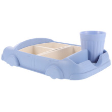 Non-Slip Car-Shaped Dinner Plate Bamboo Fiber Plastic 1 Set