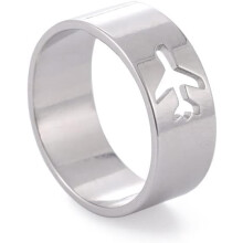 Airplane Band Ring Silver Stainless Steel Comfort Fit