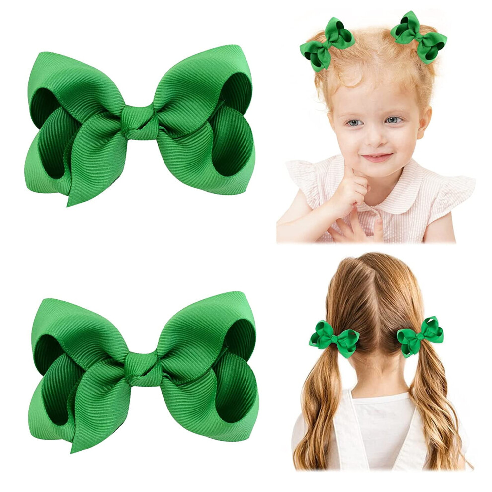 Hair Bows for Girls with Alligator Clips 2 PCS Sante Green
