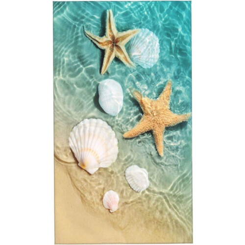 Coastal Seashell Hand Towels Blue Ocean Starfish Design 2