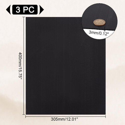 Black Corrugated Plastic Sheets 12x15.7" 3mm 3 pcs 1
