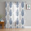Sheer Curtains Grey/Navy Olive Leaf Watercolor 52"W x 84"L 3