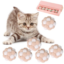 Cat Toy Balls Soft Pompom with Bell 6 PCS