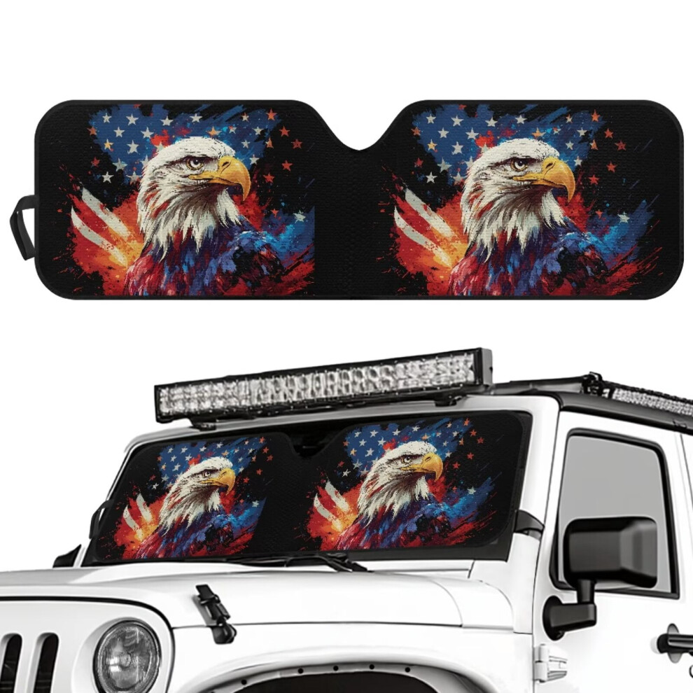 Bald Eagle American Flag Windshield Sun Shade For Jeep 9085618944886