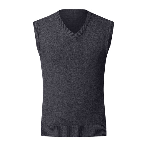 Men's sweater vest solid color relaxed fit sleeveless 2