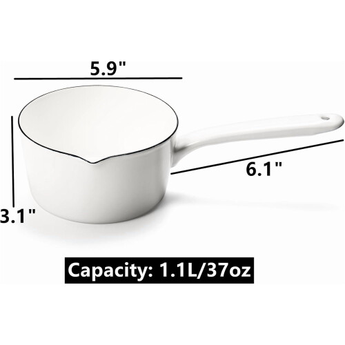 Enamel Milk Pan Nonstick 37 oz with Pour Spout 1