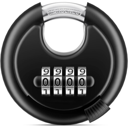 4-Digit Combination Disc Padlock Hardened Steel Shackle