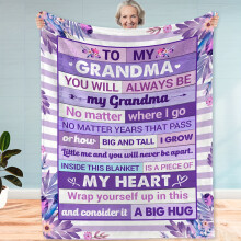 Floral Blanket Purple White Flannel Throw 1 Piece
