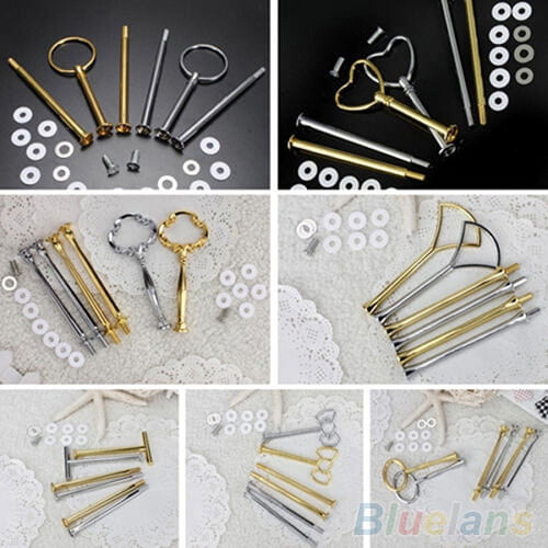 HEVIRGO Plate Stand Hardware Round Gold 2 or 3 Tier
