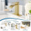 Brushed Gold Waterfall Bathroom Faucet Single Handle 1-Hole 3