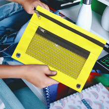 3-Ring Binder Pencil Pouch with Zipper Dual Compartment