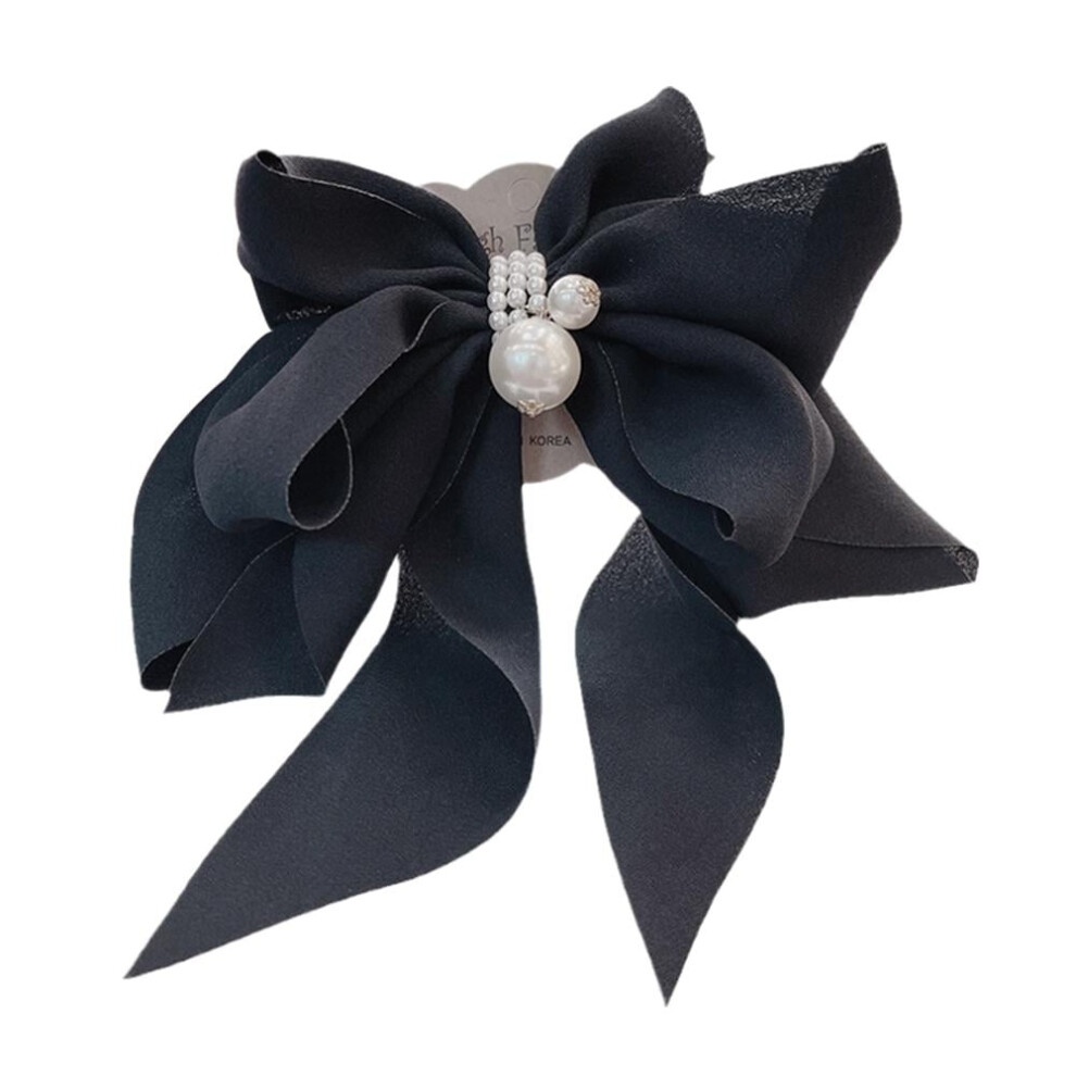 Women's Satin Bow Pearl Hair Clip Alloy Cloth 1pc