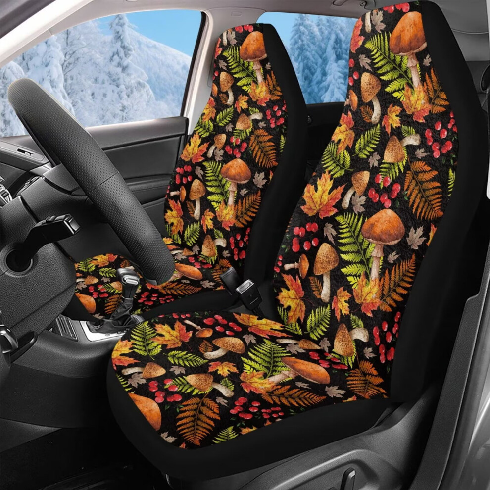 Car Seat Covers High-Back Soft Fluffy Mushroom Print 2 Pack Coral 9085618946132