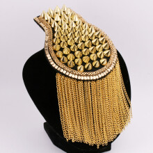 Men's Golden Alloy Shoulder Epaulet Tassel, 1 Pair