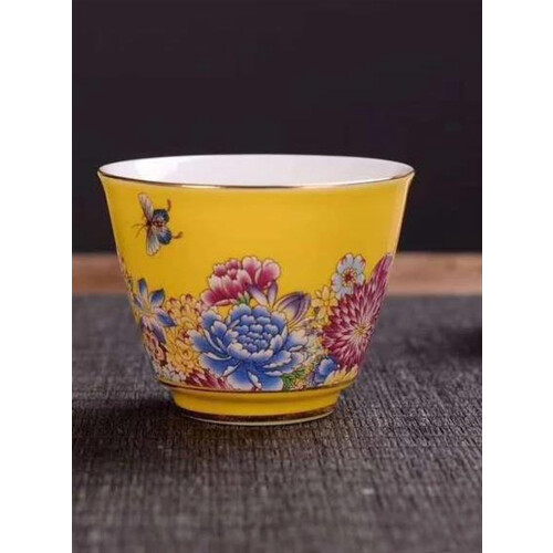 Ceramic Enamel Teapot with Painted Design