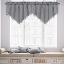 Solid Green Triangle Valance Curtain with Fringe Polyester