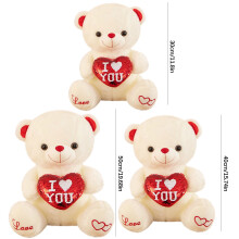 Oso de peluche con corazón rojo que dice "Te amo" (1 unidad)