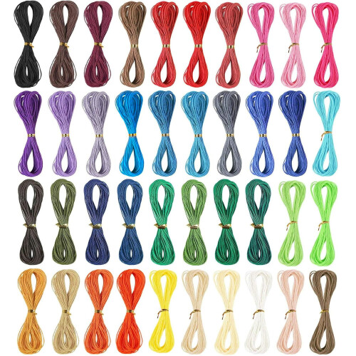 Gewachstes Polyestergarn, 1 mm, 40 Farben, 10 m pro Rolle
