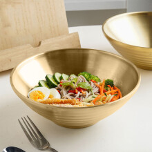 Double-Wall Stainless Steel Ramen Bowl 18 cm Gold