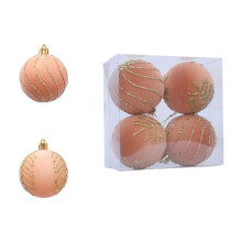 Christmas Ornaments Flocked Glitter Orange Plastic Balls
