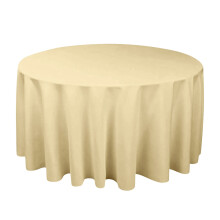 Beige Round Tablecloth Textured Water-Resistant 60 Inch