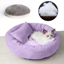 Calming Round Pet Bed with Pillow for Small to Medium Dogs