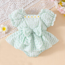 Baby Floral Lace Bodysuit with Ruffle Sleeves and Mesh