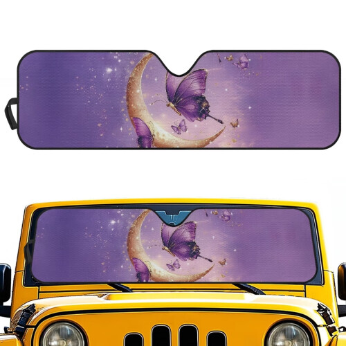 Moon Purple Butterfly Windshield Sun Shade for Jeep