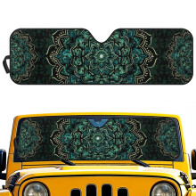 Green Mandala Windshield Sun Shade for Jeep Wrangler JL/JLU