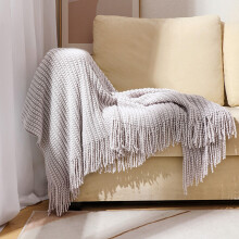 Knitted Throw Blanket with Fringe 50x68 inch
