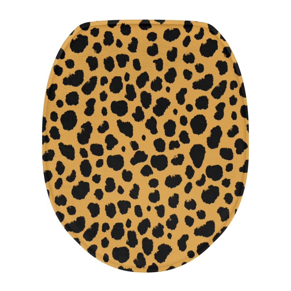 Leopard Print Toilet Lid Cover Flannel Elastic 1 Piece 9027700251885