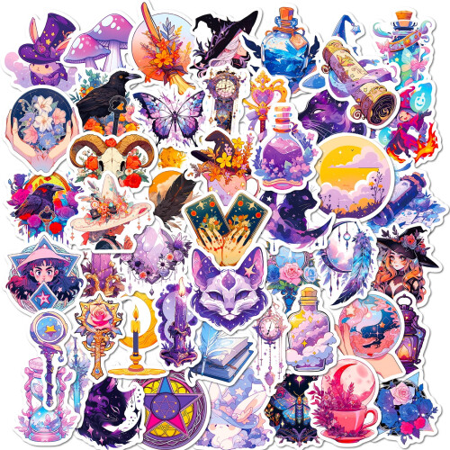 Magic Elements Stickers Purple Wizard Witch Iridescent